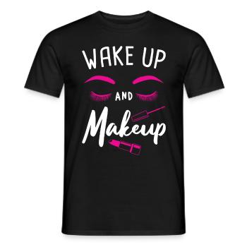 Réveillez-vous et maquillez le rouge à lèvres esthéticienne magnifique - T-shirt homme - noir - Devant - AI Model Male 178 light (178cm)