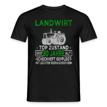 Landwirt 80 Jahre - Landwirtschaft - Bauernhof - Männer T-Shirt - Schwarz - Vorne - AI Model Male 178 light (178cm)
