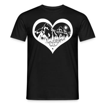 Hiking Herzchen Forest Mountains Hike - Men's T-Shirt - black - Front - AI Model Male 178 light (178cm)