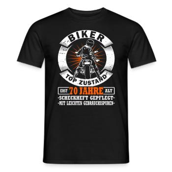 Motorradfahrer & Biker 70. Geburtstag - Männer T-Shirt - Schwarz - Vorne - AI Model Male 178 light (178cm)