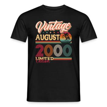 Vintage 2000 August 22nd Birthday Gift Fun - Men's T-Shirt - black - Front - AI Model Male 178 light (178cm)