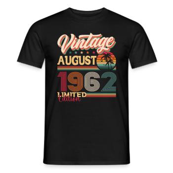 Vintage 1962 August 60th Birthday Gift Fun - Men's T-Shirt - black - Front - AI Model Male 178 light (178cm)