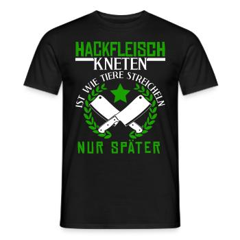 Metzger Fleischer Hackfleisch kneten - Männer T-Shirt - Schwarz - Vorne - AI Model Male 178 light (178cm)
