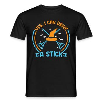 Yes I Can Drive A Stick Witch, Halloween - Männer T-Shirt - Schwarz - Vorne - AI Model Male 178 light (178cm)