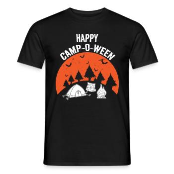 Happy Camp O Ween Pumpkin, Camping - Men's T-Shirt - black - Front - AI Model Male 178 light (178cm)