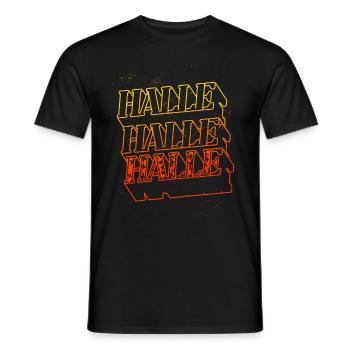 Halle Germany City Skyline Home Font - Men's T-Shirt - black - Front - AI Model Male 178 light (178cm)