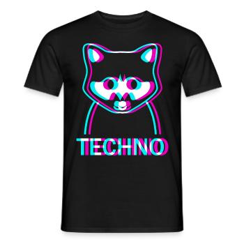 Raver Techno Waschbär Hardtekk Rave - Männer T-Shirt - Schwarz - Vorne - AI Model Male 178 light (178cm)
