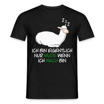 Alpaka Schlafshirt Müde Alpakas - Männer T-Shirt - Schwarz - Vorne - AI Model Male 178 light (178cm)