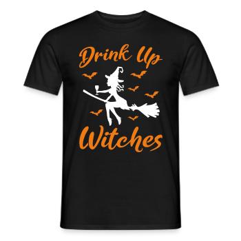 Drink Up Witches Trick Or Treat Drinking Witch - Men's T-Shirt - black - Front - AI Model Male 178 light (178cm)
