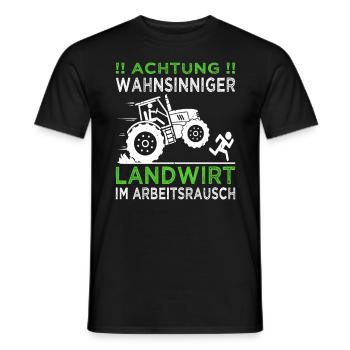 Achtung wahnsinniger Landwirt - Traktoren, Bauern - Männer T-Shirt - Schwarz - Vorne - AI Model Male 178 light (178cm)