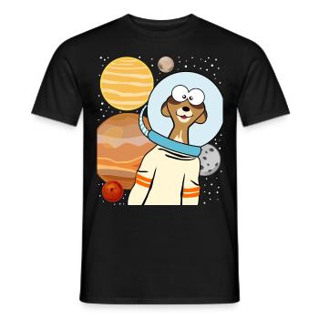 Meerkat astronaut in space - Men's T-Shirt - black - Front - AI Model Male 178 light (178cm)