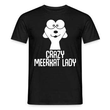 Erdmännchen Crazy Meerkat Lady - Men's T-Shirt - black - Front - AI Model Male 178 light (178cm)
