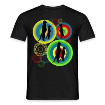 Meerkat Pictures Retro Meerkats - Men's T-Shirt - black - Front - AI Model Male 178 light (178cm)