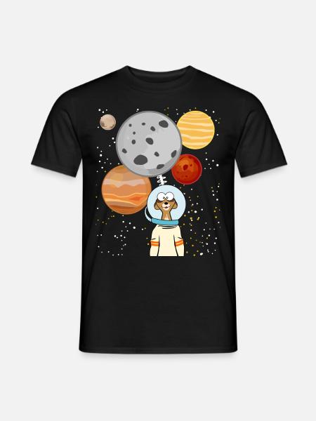 Meerkat Astronaut Space Planets - Men's T-Shirt - black