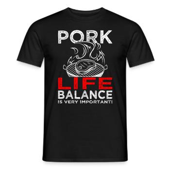 Pork Life Balance - Viande - Grillades - Steak - T-shirt homme - noir - Devant - AI Model Male 178 light (178cm)
