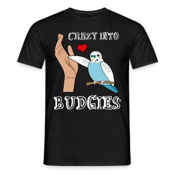 Budgerigar Budgie Coeur Budgerigar - T-shirt homme - noir - Devant - AI Model Male 178 light (178cm)
