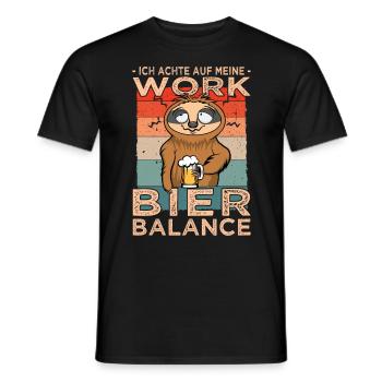 Work Bier Balance Faultier mit Bier - Volksfest - Männer T-Shirt - Schwarz - Vorne - AI Model Male 178 light (178cm)