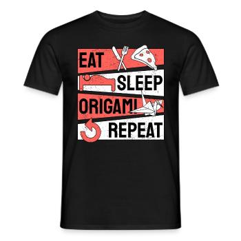 Origami Paper Folding Art Eat Sleep Origami - Men's T-Shirt - black - Front - AI Model Male 178 light (178cm)