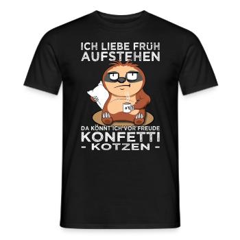 Morgenmuffel Faultier - Langschläfer - Kollegen - Männer T-Shirt - Schwarz - Vorne - AI Model Male 178 light (178cm)