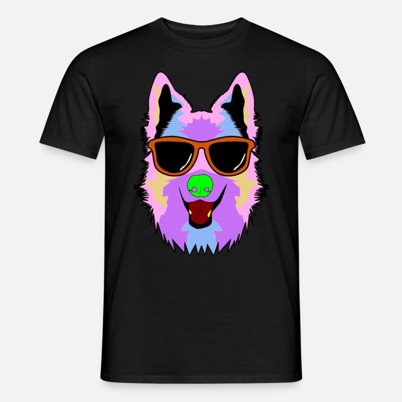 Weisser Schäferhund mit Sonnenbrille - Männer T-Shirt - Schwarz