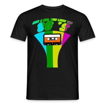80s Party Girl 80s Disco - Men's T-Shirt - black - Front - AI Model Male 178 light (178cm)