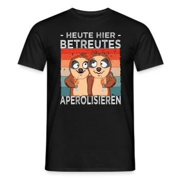 Betreutes Aperolisieren - Faultiere - Cocktail - Männer T-Shirt - Schwarz - Vorne - AI Model Male 178 light (178cm)