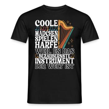 Harfe Harfenspieler - Männer T-Shirt - Schwarz - Vorne - AI Model Male 178 light (178cm)