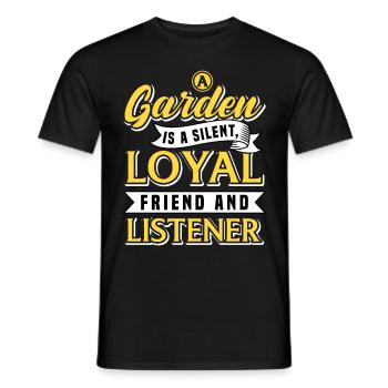 A garden is a quiet, faithful friend/flowers - Men's T-Shirt - black - Front - AI Model Male 178 light (178cm)