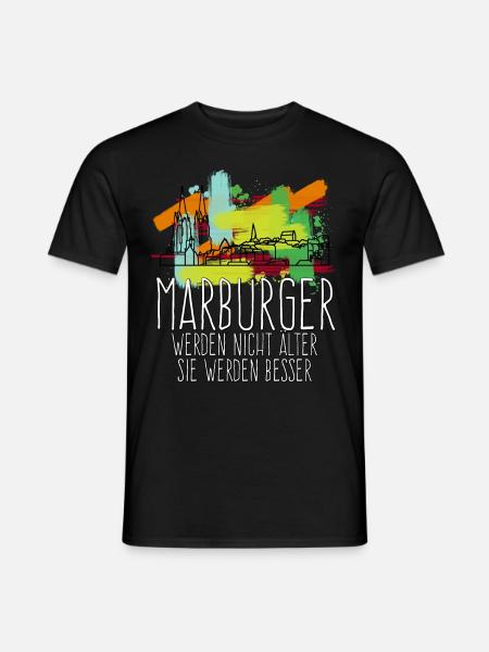 Marburg Stadt Gebäude Marburger - Männer T-Shirt - Schwarz
