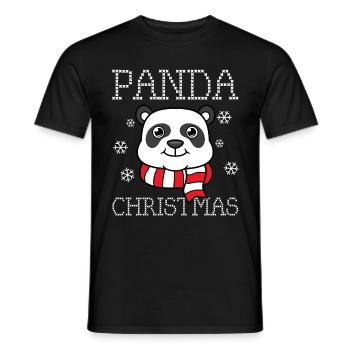 Panda Christmas / Christmas, Winter, funny - Men's T-Shirt - black - Front - AI Model Male 178 light (178cm)