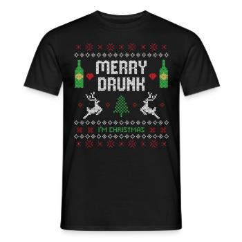 Merry Drunk I'm Christmas Funny / Weihnachten fun - Männer T-Shirt - Schwarz - Vorne - AI Model Male 178 light (178cm)