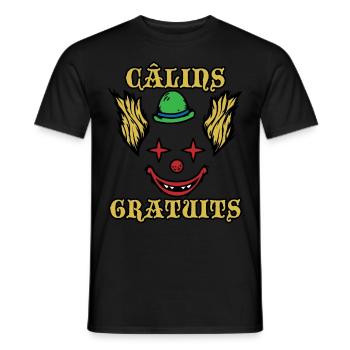 Câlins Gratuits Clown Terrifiant Cheveux en feu - T-shirt homme - noir - Devant - AI Model Male 178 light (178cm)