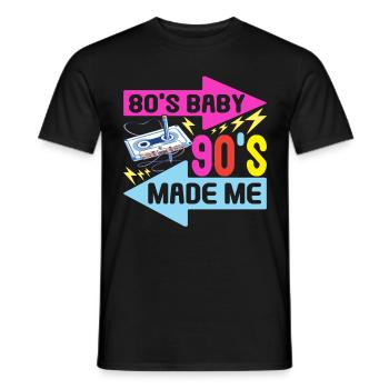 90s 90s 90s Party - Men's T-Shirt - black - Front - AI Model Male 178 light (178cm)