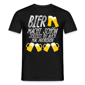 Bier macht schön Bierspruch - Männer T-Shirt - Schwarz - Vorne - AI Model Male 178 light (178cm)
