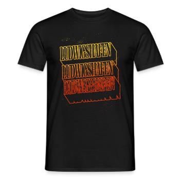 Ludwigshafen Germany City Skyline Font - Men's T-Shirt - black - Front - AI Model Male 178 light (178cm)