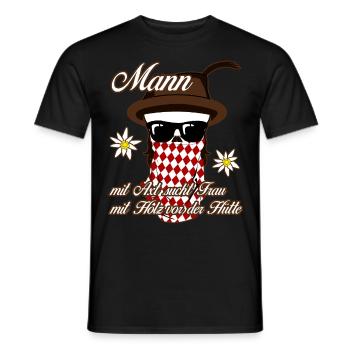 Single Mann Holz Alleinstehend - Männer T-Shirt - Schwarz - Vorne - AI Model Male 178 light (178cm)
