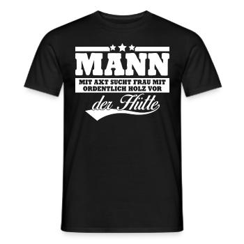 Single Mann mit Axt Alleinstehend - Männer T-Shirt - Schwarz - Vorne - AI Model Male 178 light (178cm)