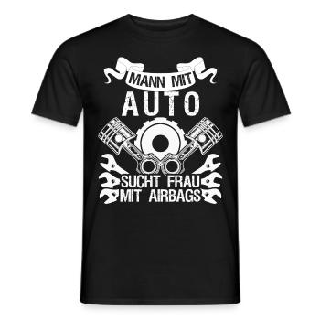 Single Mann mit Auto Alleinstehend - Männer T-Shirt - Schwarz - Vorne - AI Model Male 178 light (178cm)