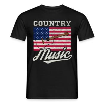 Country music USA American flag Western music - Men's T-Shirt - black - Front - AI Model Male 178 light (178cm)