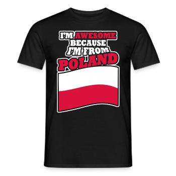 Pologne Pole Polska Drapeau polonais - T-shirt homme - noir - Devant - AI Model Male 178 light (178cm)