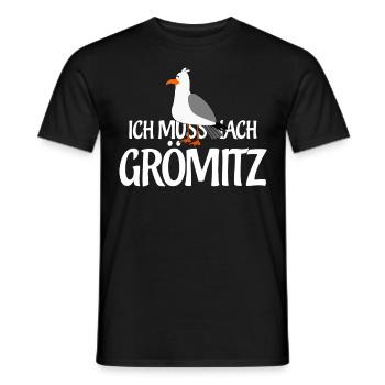 Ich muss nach Grömitz - Männer T-Shirt - Schwarz - Vorne - AI Model Male 178 light (178cm)