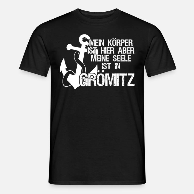 Grömitz Spruch mit Anker - Männer T-Shirt - Schwarz