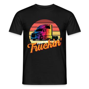 Keep On Truckin / Truck Driver, Trucker Design - Men's T-Shirt - black - Front - AI Model Male 178 light (178cm)