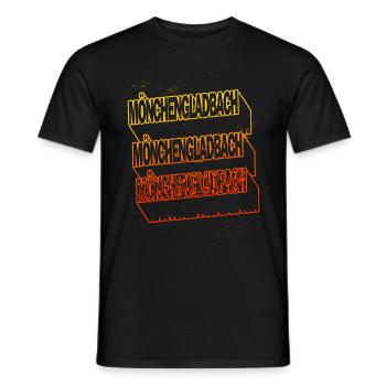 Mönchengladbach Germany City Skyline Font - Men's T-Shirt - black - Front - AI Model Male 178 light (178cm)