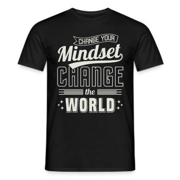 Ändern Sie Ihre Einstellung, ändern Sie die Welt - Männer T-Shirt - Schwarz - Vorne - AI Model Male 178 light (178cm)