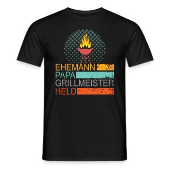 Ehemann Papa Grillmeister Held - Männer T-Shirt - Schwarz - Vorne - AI Model Male 178 light (178cm)