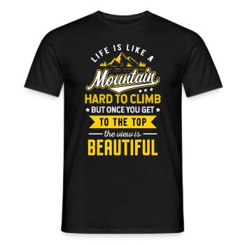 La vie est comme une montagne difficile à gravir / Motivation - T-shirt homme - noir - Devant - AI Model Male 178 light (178cm)
