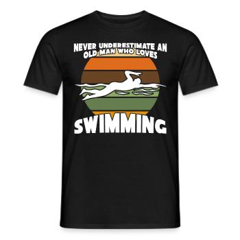 Schwimmer alter Mann Schwimmtrainer - Männer T-Shirt - Schwarz - Vorne - AI Model Male 178 light (178cm)