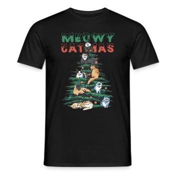 Meowy catmas Cute Christmas Kitty Cat Holiday - Männer T-Shirt - Schwarz - Vorne - AI Model Male 178 light (178cm)