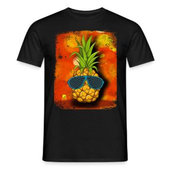 Cool pineapple with sunglasses / Funny motif - Men's T-Shirt - black - Front - AI Model Male 178 light (178cm)